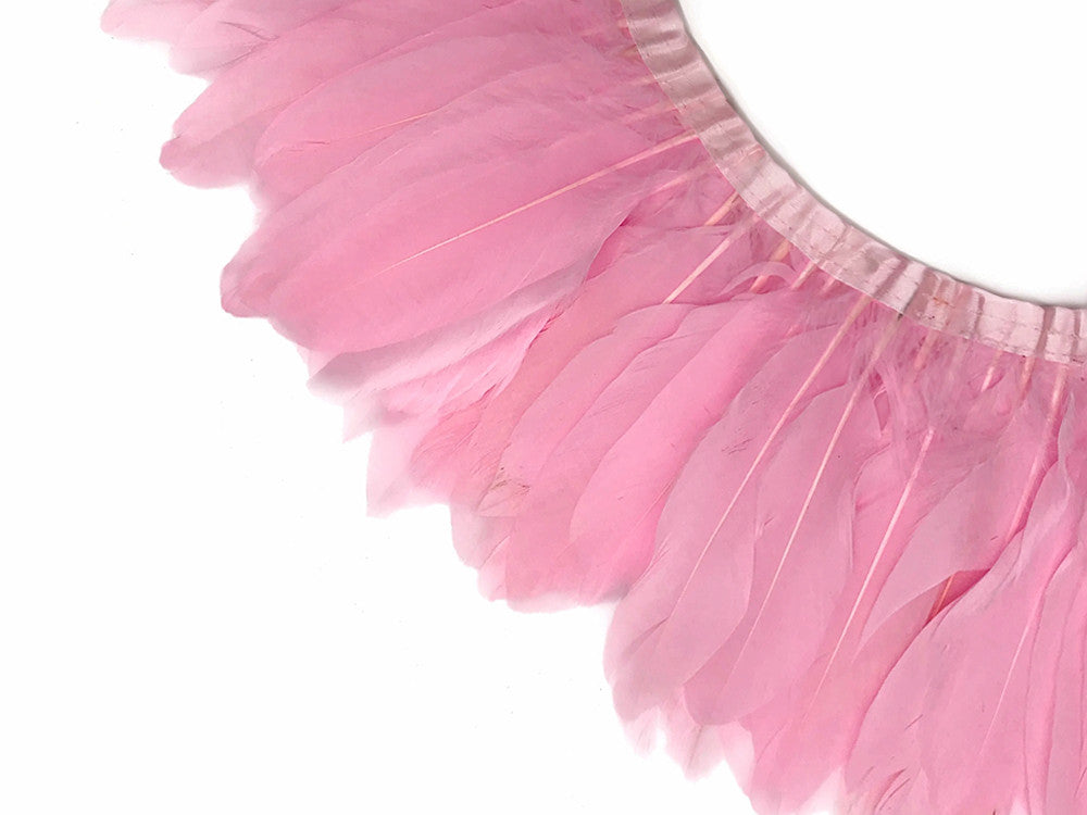 1 Yard - Light Pink Goose Pallet Parried Dyed Feather Trim