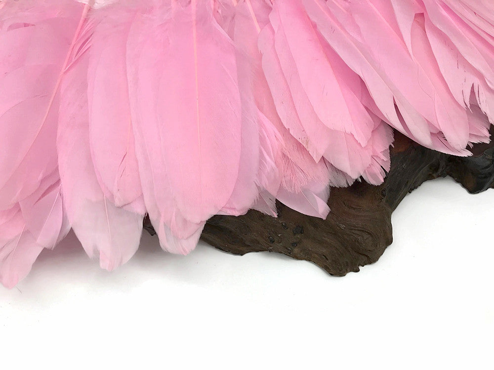 1 Yard - Light Pink Goose Pallet Parried Dyed Feather Trim