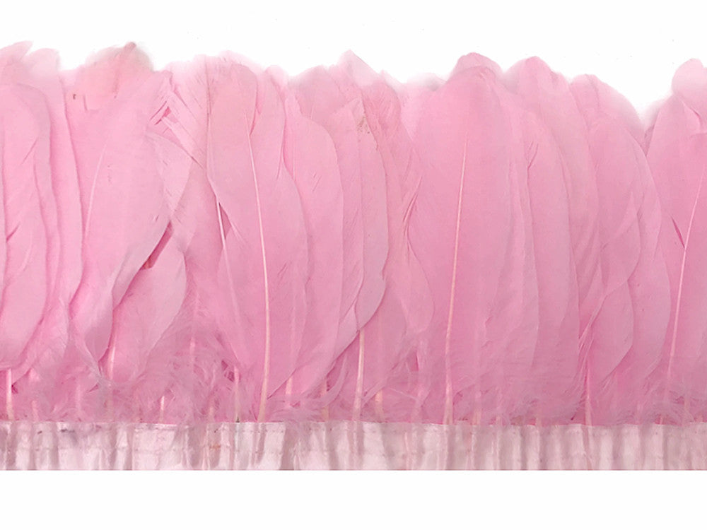 1 Yard - Light Pink Goose Pallet Parried Dyed Feather Trim