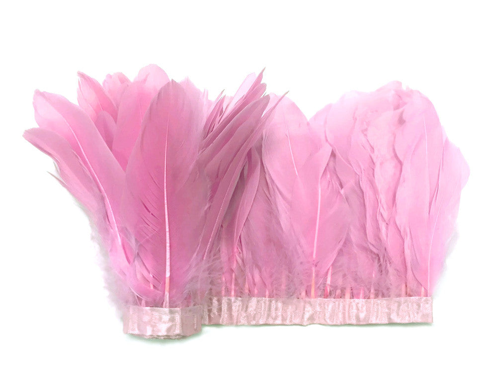 1 Yard - Light Pink Goose Pallet Parried Dyed Feather Trim