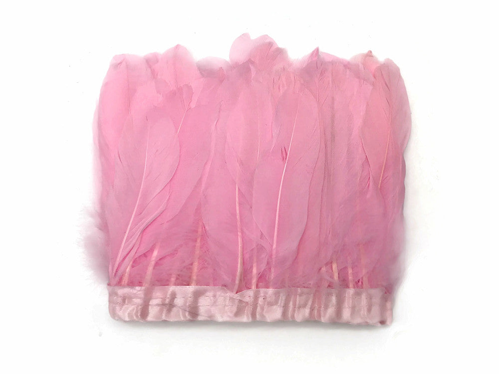 1 Yard - Light Pink Goose Pallet Parried Dyed Feather Trim