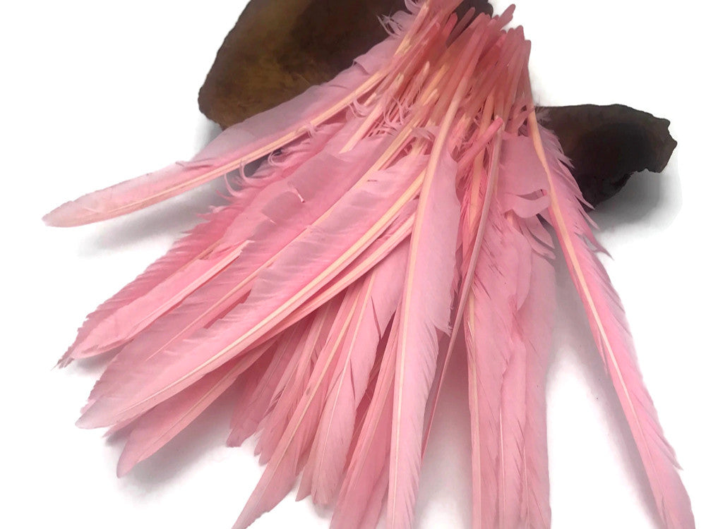 1/4 Lb. - Light Pink Goose Pointers Long Primaries Wing Wholesale Feathers (Bulk)