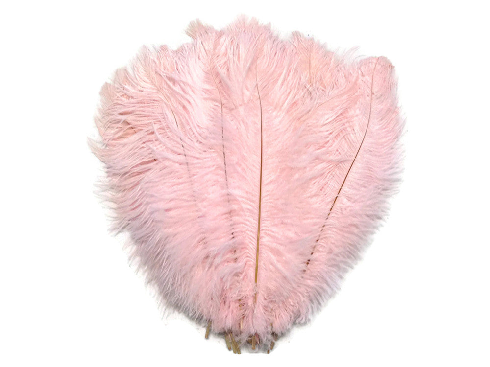 10 Pieces - 17-19" Baby Pink Large Bleached & Dyed Ostrich Drabs Body Feathers