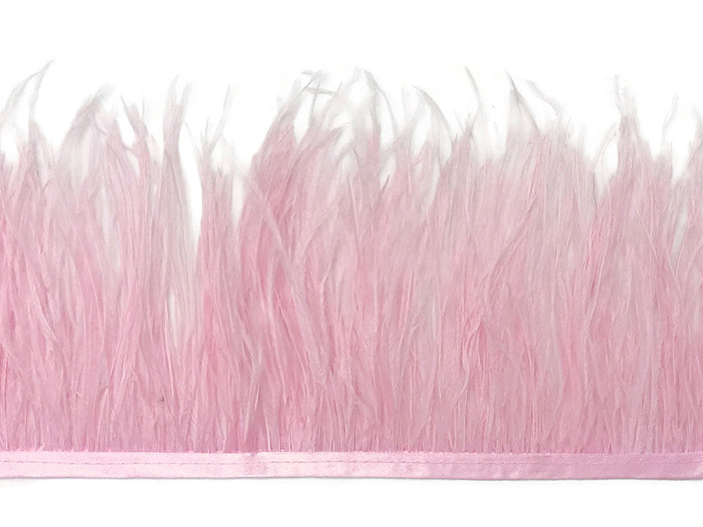 6 Inch Strip - Baby Pink Ostrich Fringe Trim Feather