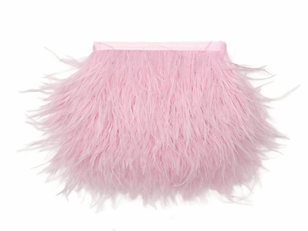 6 Inch Strip - Baby Pink Ostrich Fringe Trim Feather