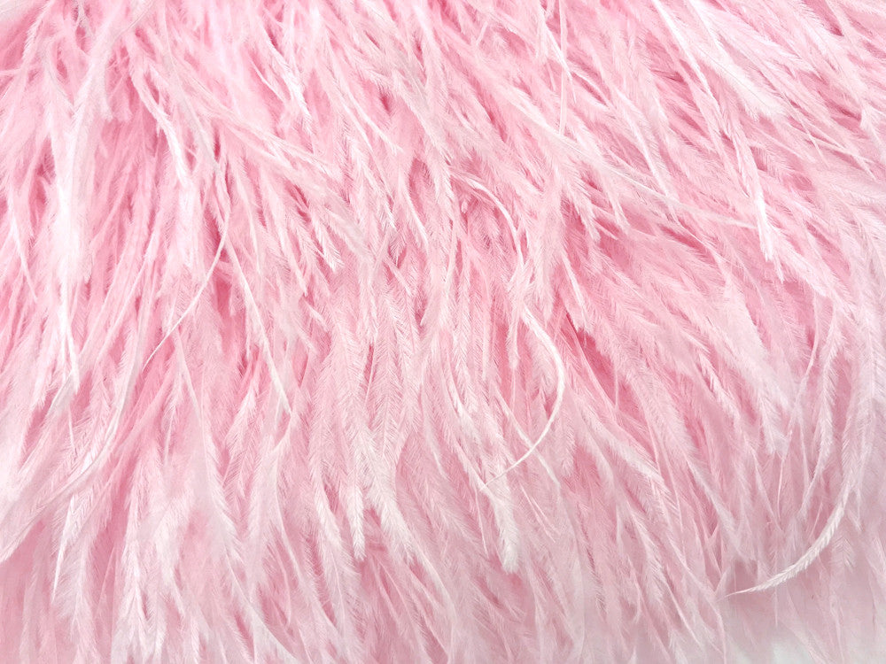 6 Inch Strip - Baby Pink Ostrich Fringe Trim Feather