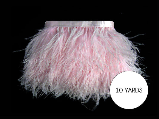 10 Yards - Baby Pink Ostrich Fringe Trim Wholesale Feather (Bulk)