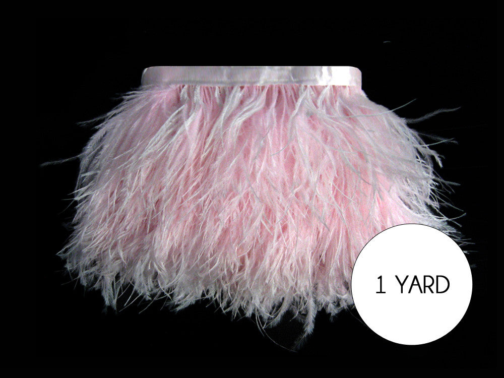 1 Yard - Baby Pink Ostrich Fringe Trim Wholesale Feather (Bulk)