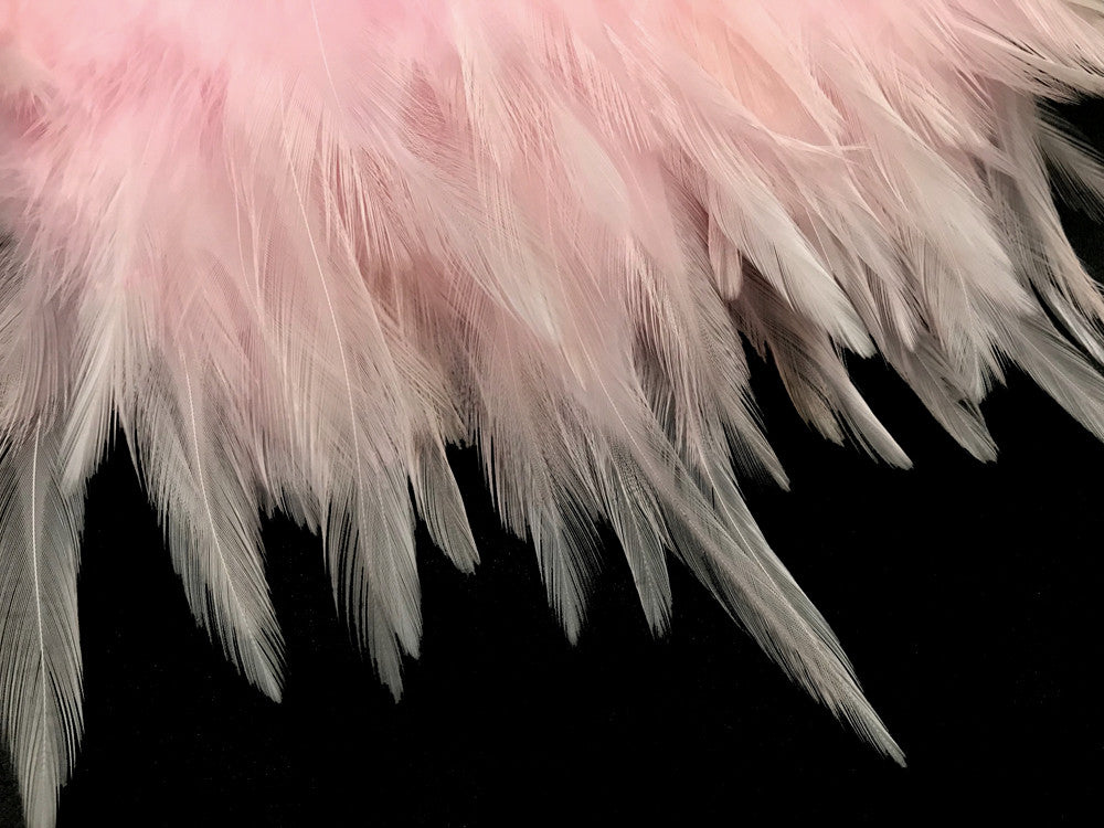 1 Yard - Light Pink Rooster Neck Hackle Saddle Feather Wholesale Trim