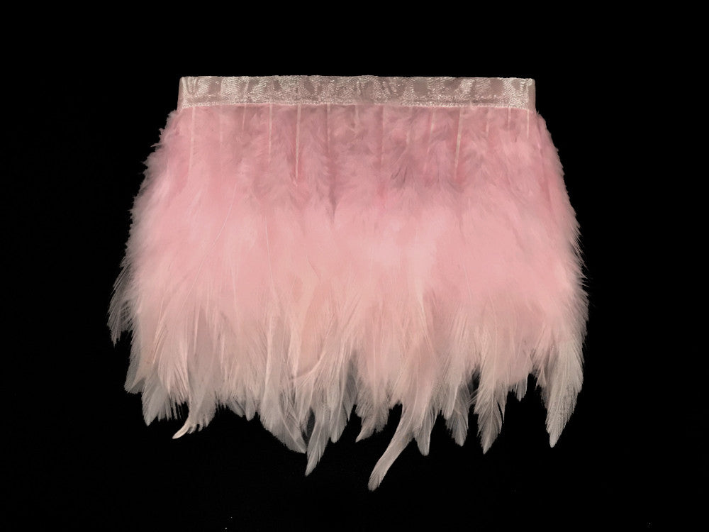 1 Yard - Light Pink Rooster Neck Hackle Saddle Feather Wholesale Trim