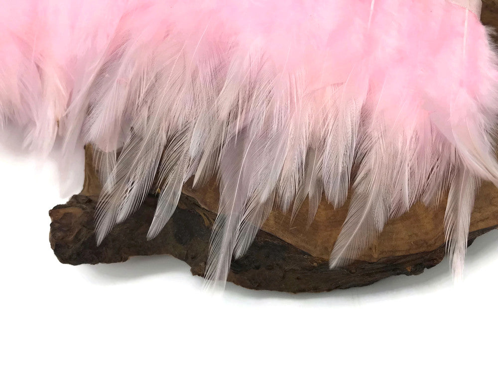 1 Yard - Light Pink Rooster Neck Hackle Saddle Feather Wholesale Trim