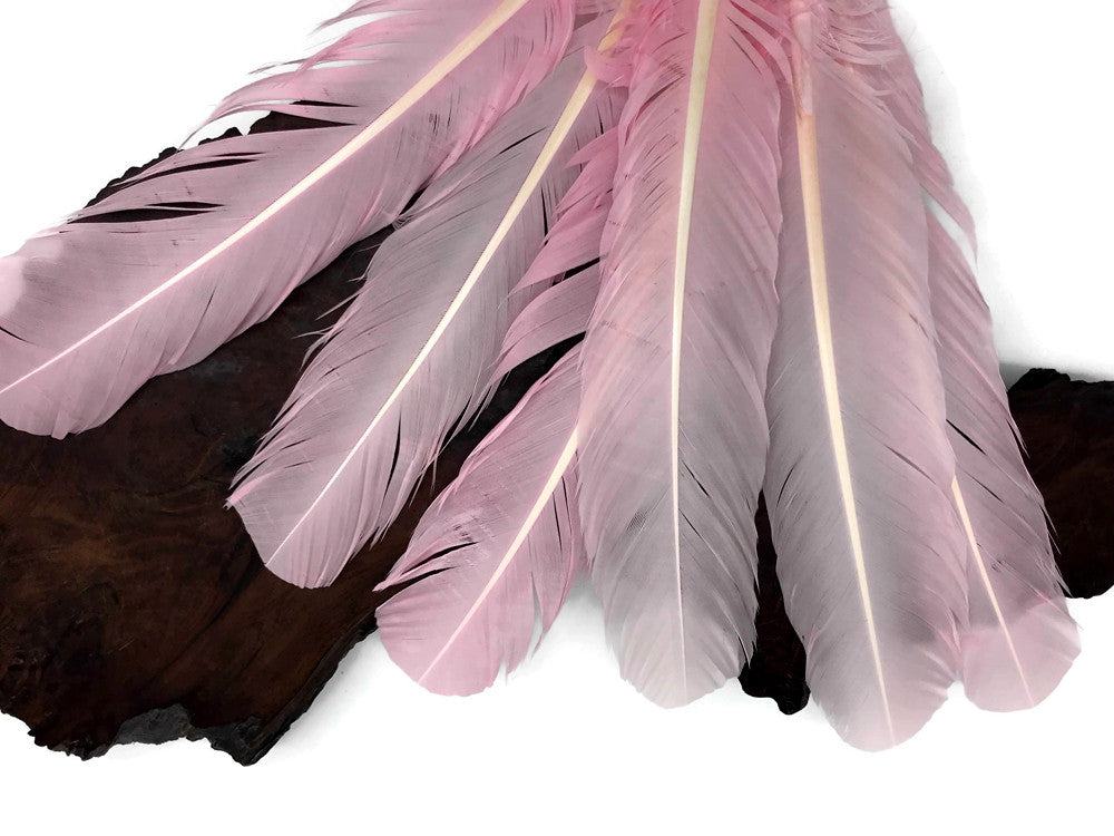 1 Lb. - Light Pink Turkey Tom Rounds Secondary Wing Quill Wholesale Feathers (Bulk)