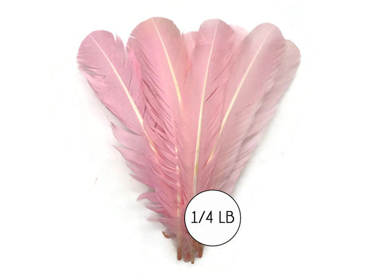 1/4 Lb - Light Pink Turkey Tom Rounds Secondary Wing Quill Wholesale Feathers (Bulk)