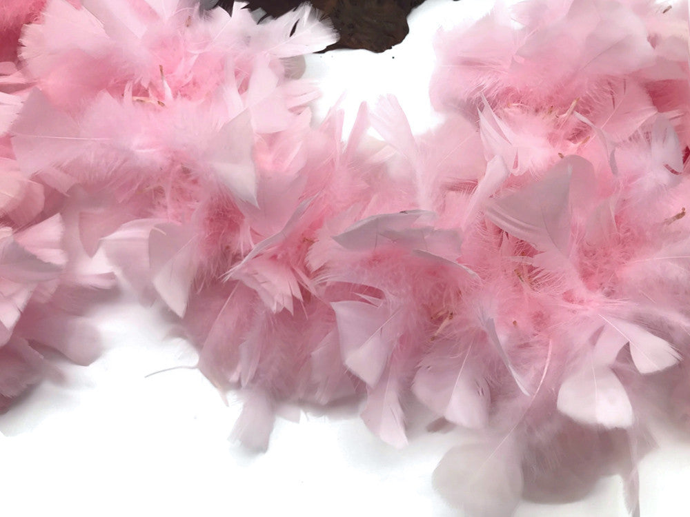 2 Yards - Light Pink Heavy Weight Turkey Flat Feather Boa, 150 Gram