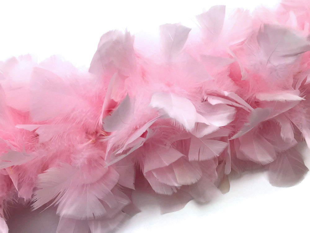 2 Yards - Light Pink Heavy Weight Turkey Flat Feather Boa, 150 Gram