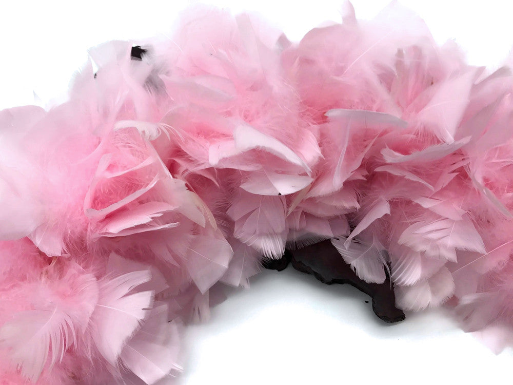 2 Yards - Light Pink Heavy Weight Turkey Flat Feather Boa, 150 Gram