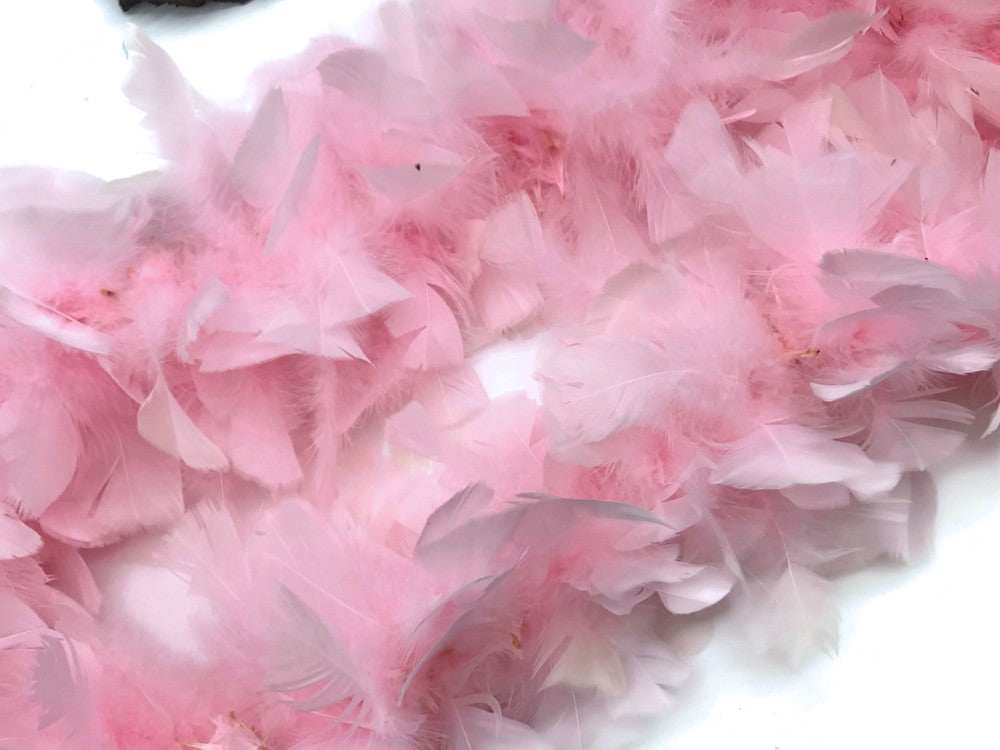 2 Yards - Light Pink Heavy Weight Turkey Flat Feather Boa, 150 Gram