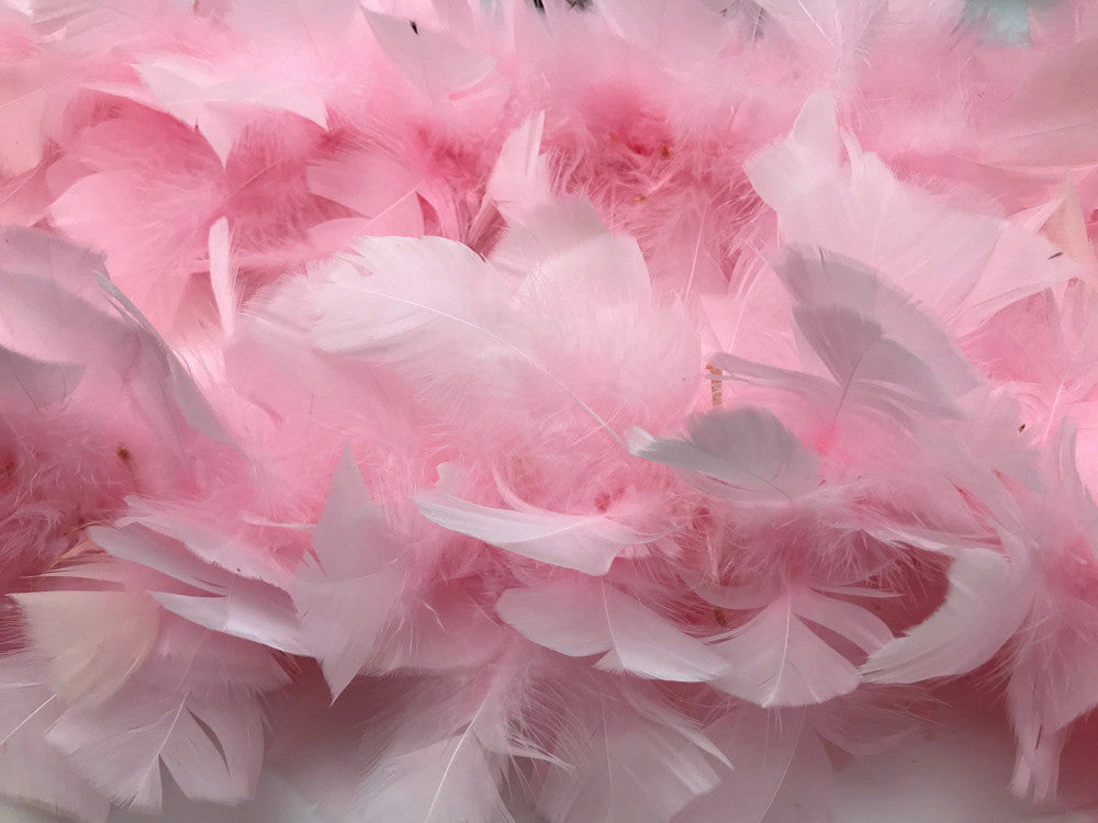 2 Yards - Light Pink Heavy Weight Turkey Flat Feather Boa, 150 Gram