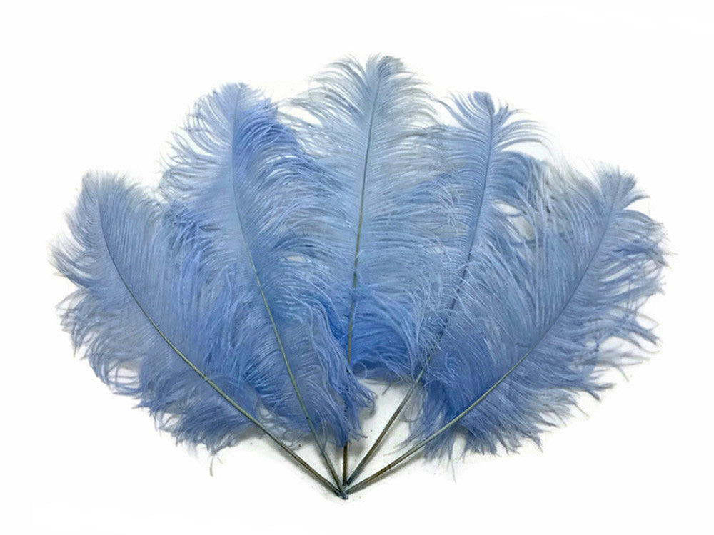 10 Pieces -  12-16" Light Blue Dyed Ostrich Tail Fancy Feathers