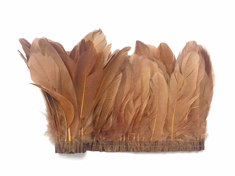 1 Yard - Light Brown Goose Pallet Parried Dyed Feather Trim