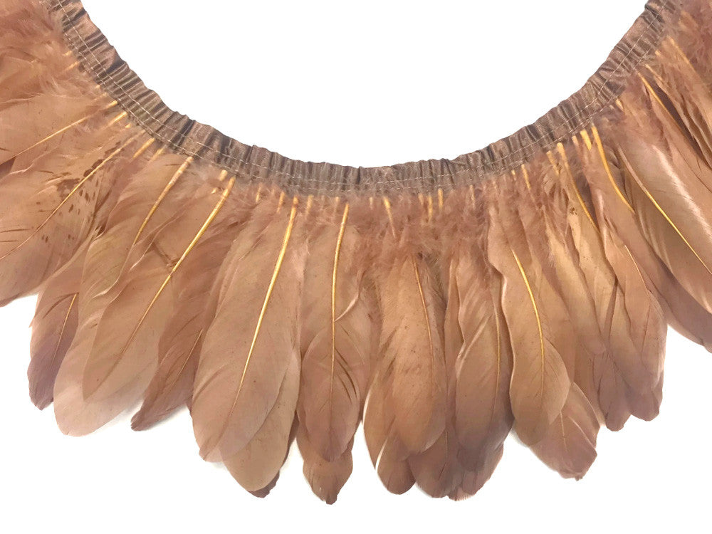 1 Yard - Light Brown Goose Pallet Parried Dyed Feather Trim