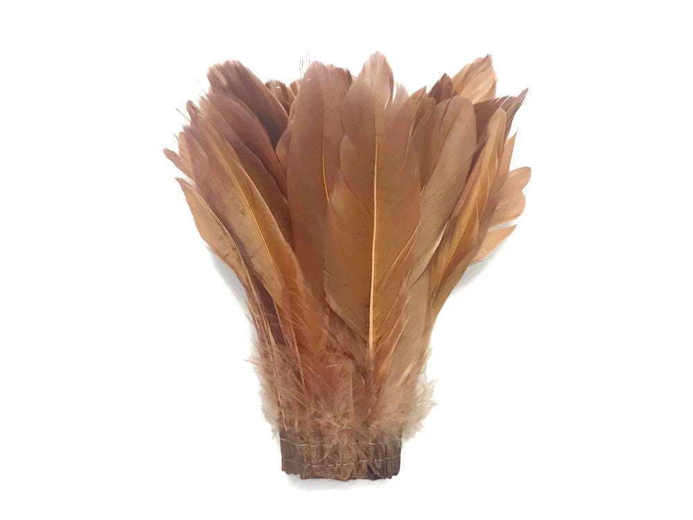 1 Yard - Light Brown Goose Pallet Parried Dyed Feather Trim