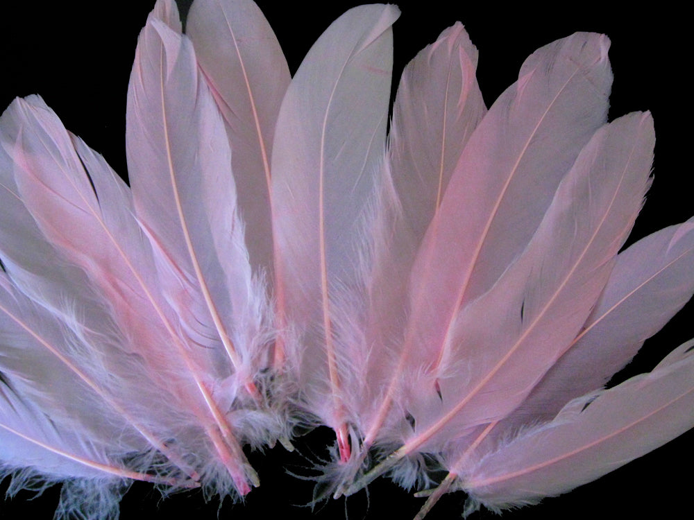1/4 lbs. - Baby Pink Goose Satinettes Pallet Soft Wing Quill Wholesale Feathers (Bulk)