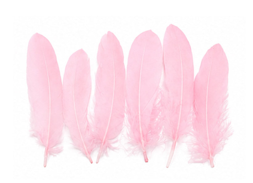 1/4 lbs. - Baby Pink Goose Satinettes Pallet Soft Wing Quill Wholesale Feathers (Bulk)