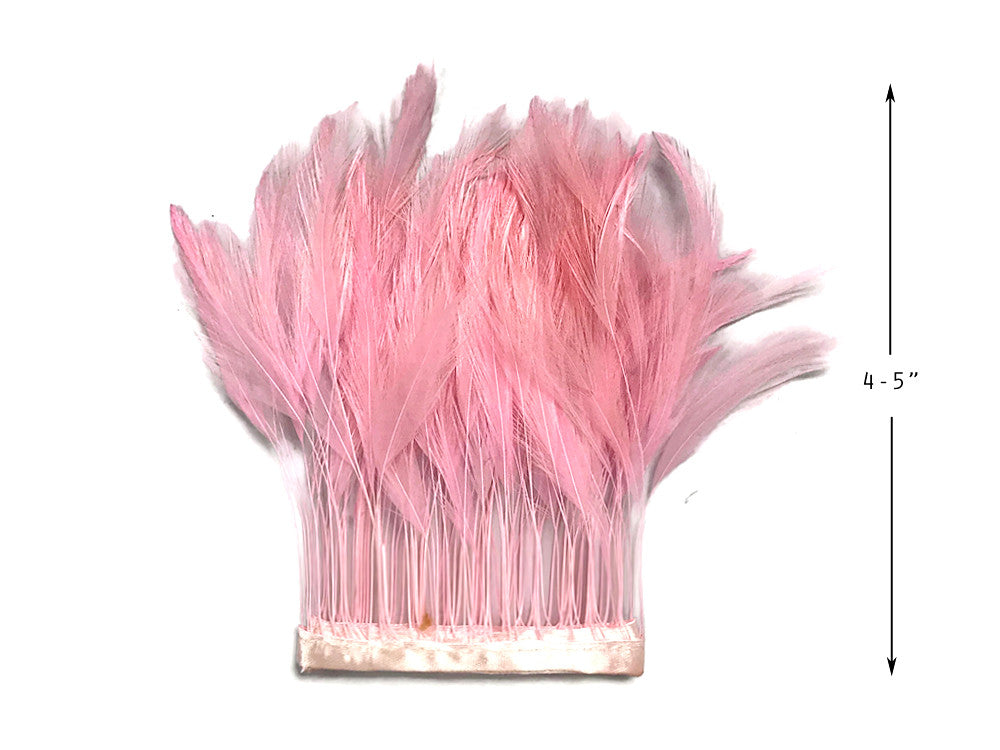 1 Dozen - Light Pink Stripped Rooster Neck Hackle Eyelash Feather