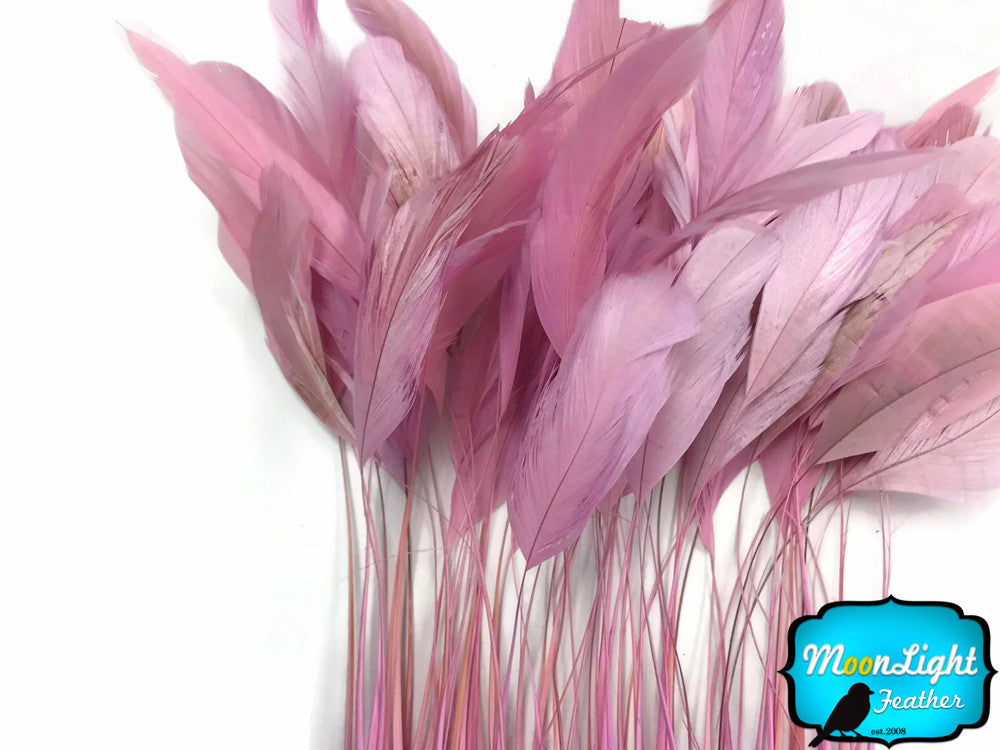 1 Yard - Light Pink Stripped Coque Tail Feathers Wholesale Trim (Bulk)