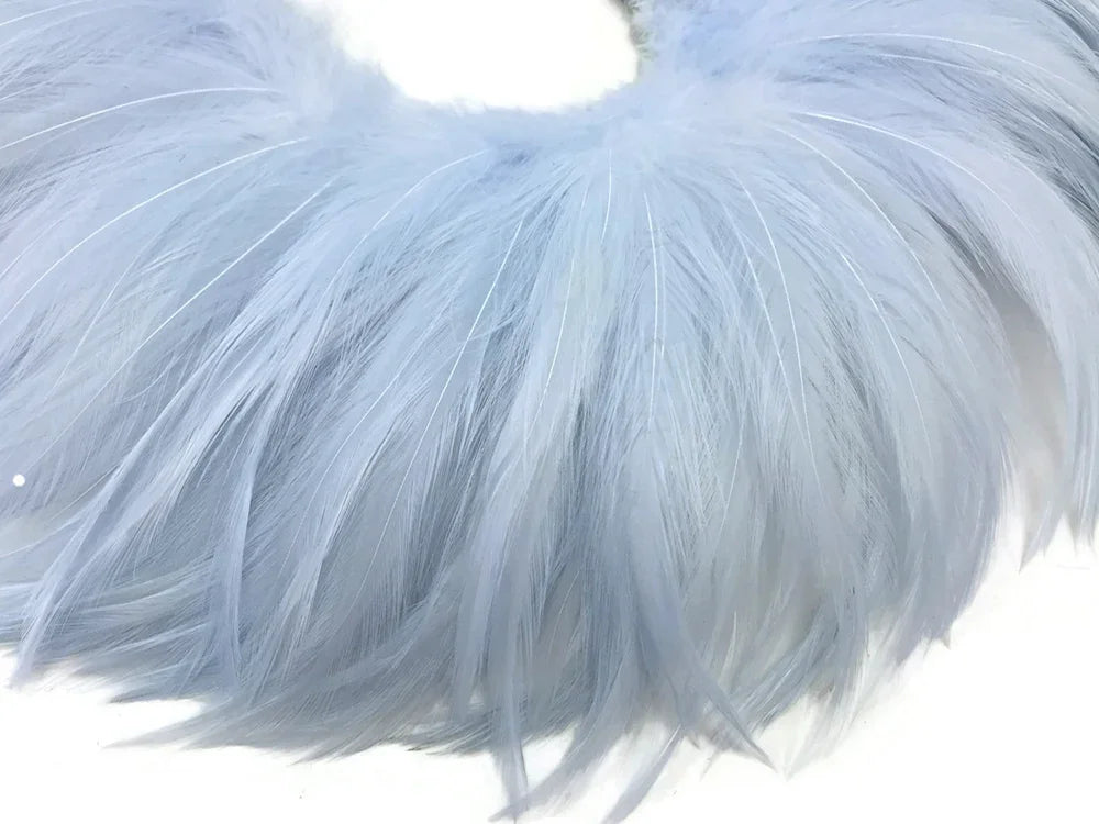 4 Inch Strip - Light Blue Strung Rooster Neck Hackle Feathers