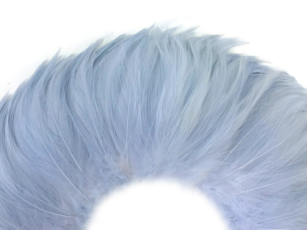 4 Inch Strip - Light Blue Strung Rooster Neck Hackle Feathers