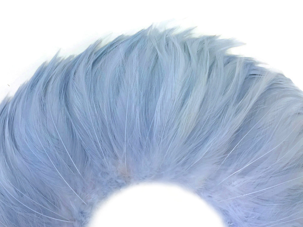 4 Inch Strip - Light Blue Strung Rooster Neck Hackle Feathers