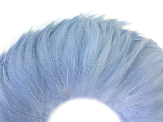 4 Inch Strip - Light Blue Strung Rooster Neck Hackle Feathers