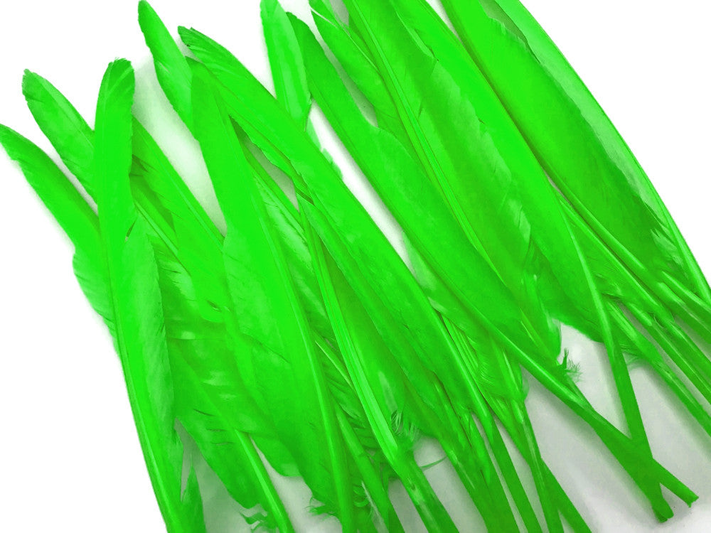 1/4 Lb. - Lime Green Goose Pointers Long Primaries Wing Wholesale Feathers (Bulk)