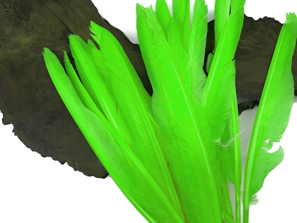 1/4 Lb. - Lime Green Goose Pointers Long Primaries Wing Wholesale Feathers (Bulk)