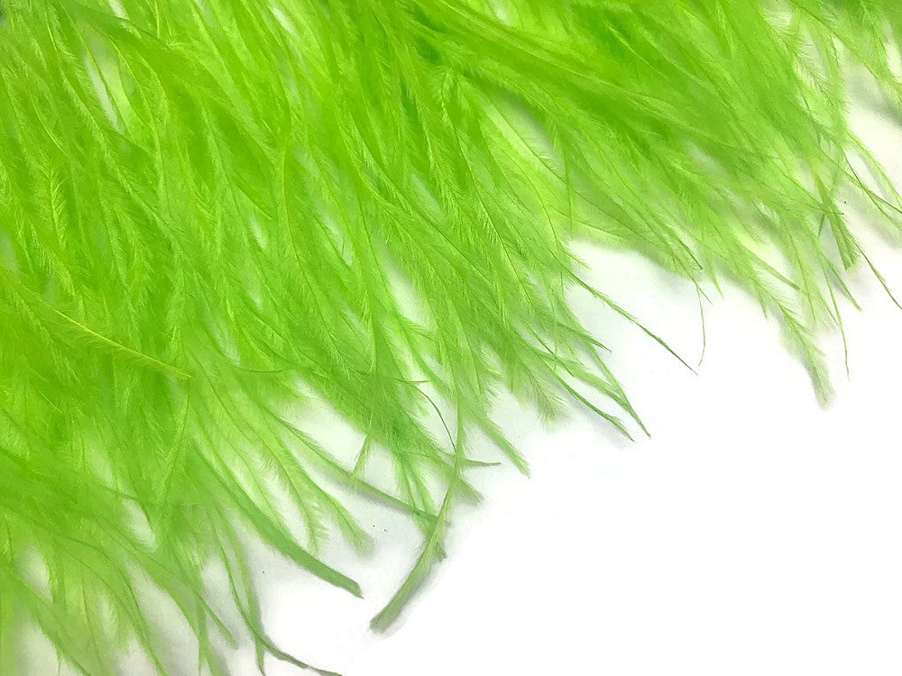 6 Inch Strip - Lime Green Ostrich Fringe Trim Feather