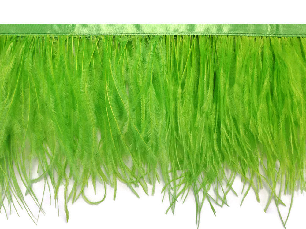 6 Inch Strip - Lime Green Ostrich Fringe Trim Feather