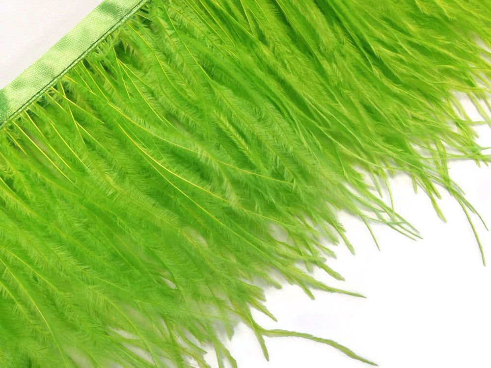 6 Inch Strip - Lime Green Ostrich Fringe Trim Feather