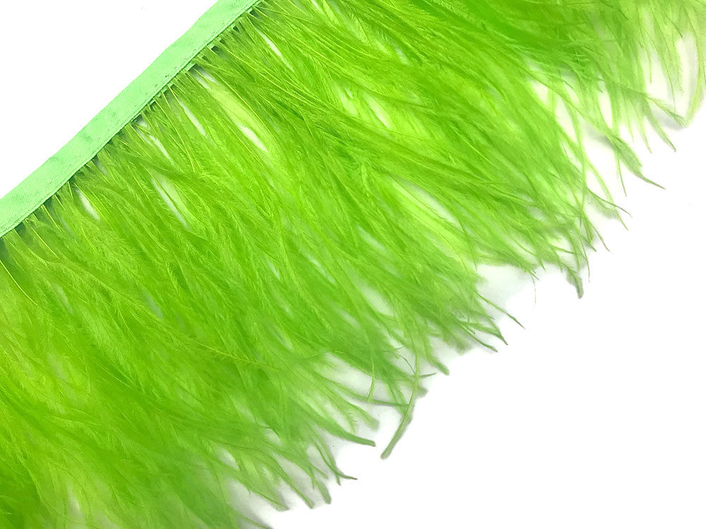 6 Inch Strip - Lime Green Ostrich Fringe Trim Feather