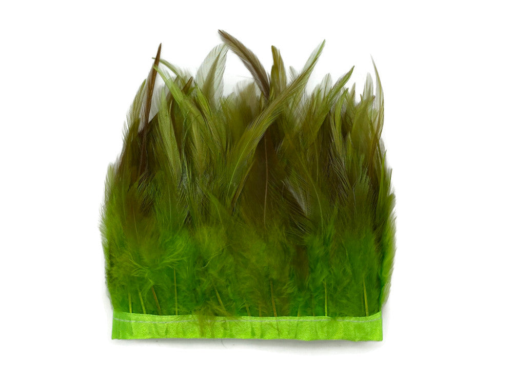 1 Yard - Lime Green Rooster Neck Hackle Saddle Feather Wholesale Trim