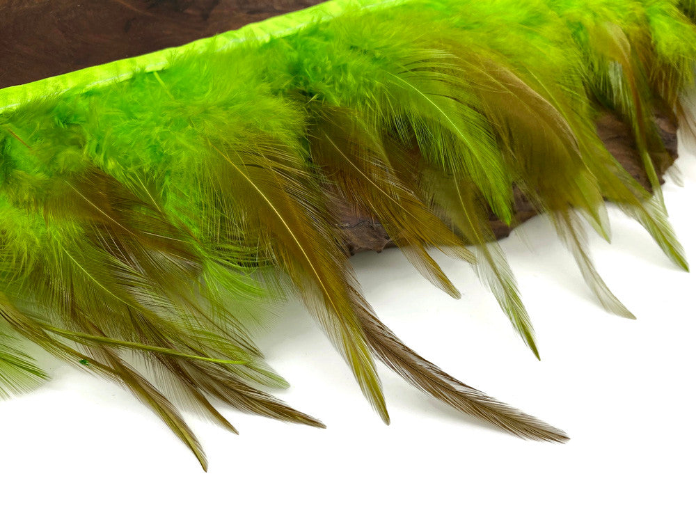 1 Yard - Lime Green Rooster Neck Hackle Saddle Feather Wholesale Trim