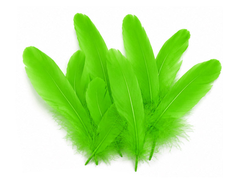 1/4 lbs. - Lime Green Goose Satinettes Pallet Soft Wing Quill Wholesale Feathers (Bulk)