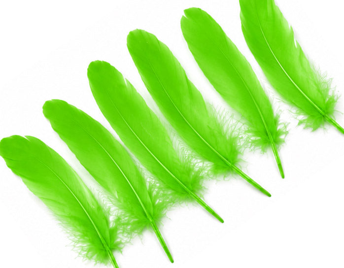 1/4 lbs. - Lime Green Goose Satinettes Pallet Soft Wing Quill Wholesale Feathers (Bulk)