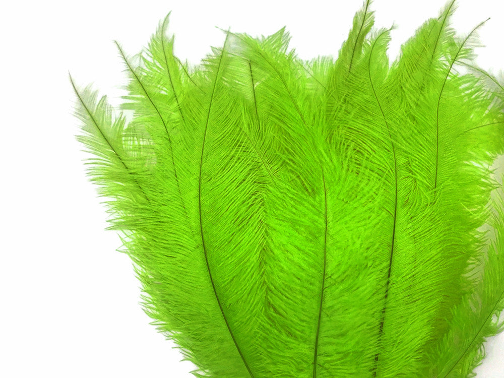 20 Pieces - Lime Green Mini Spads Ostrich Chick Body Feathers