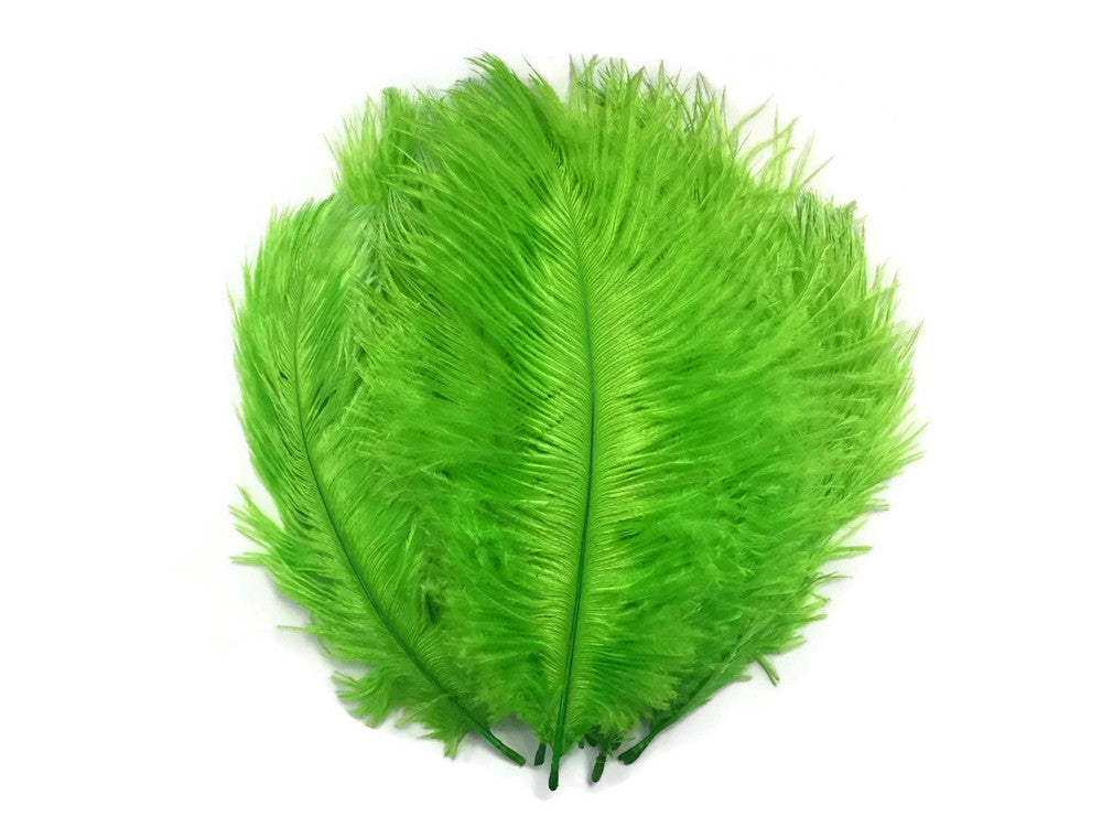 10 Pieces - 8-10" Lime Green Ostrich Dyed Drabs Feathers