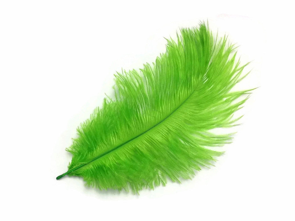 10 Pieces - 11-13" Lime Green Bleached & Dyed Ostrich Drabs Body Feathers