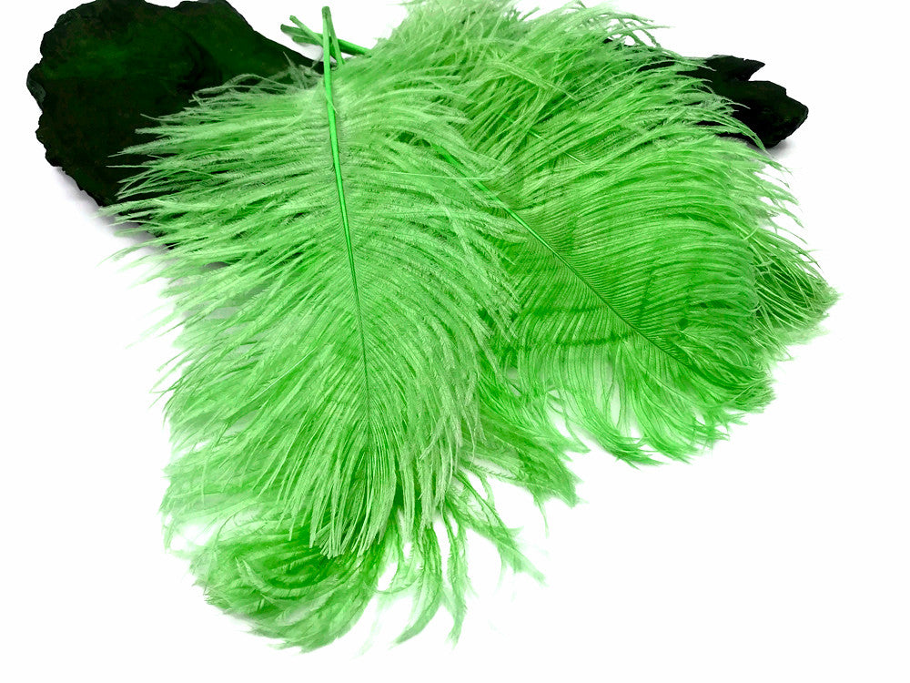 10 Pieces -  12-16" Lime Green Dyed Ostrich Tail Fancy Feathers