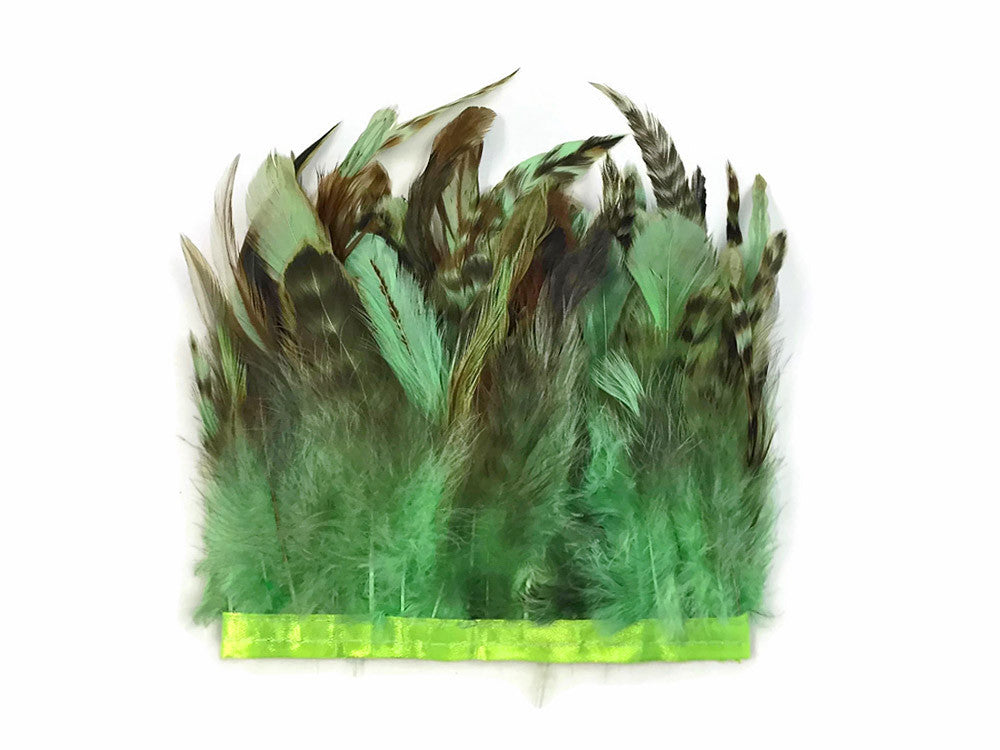 1 Yard - Lime Green Chinchilla Rooster Saddle Feathers Trim