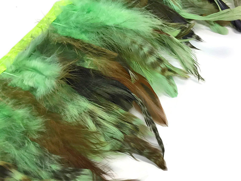 1 Yard - Lime Green Chinchilla Rooster Saddle Feathers Trim